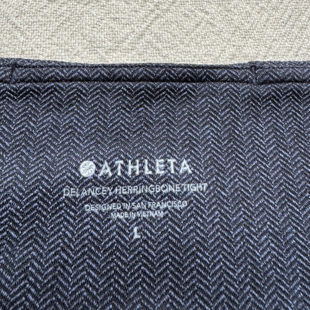 Athleta Delancey Herringbone Blue Tights Leggings L - Picture 7 of 9